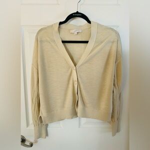 LOFT Women's Cream Cardigan Sweater Small
